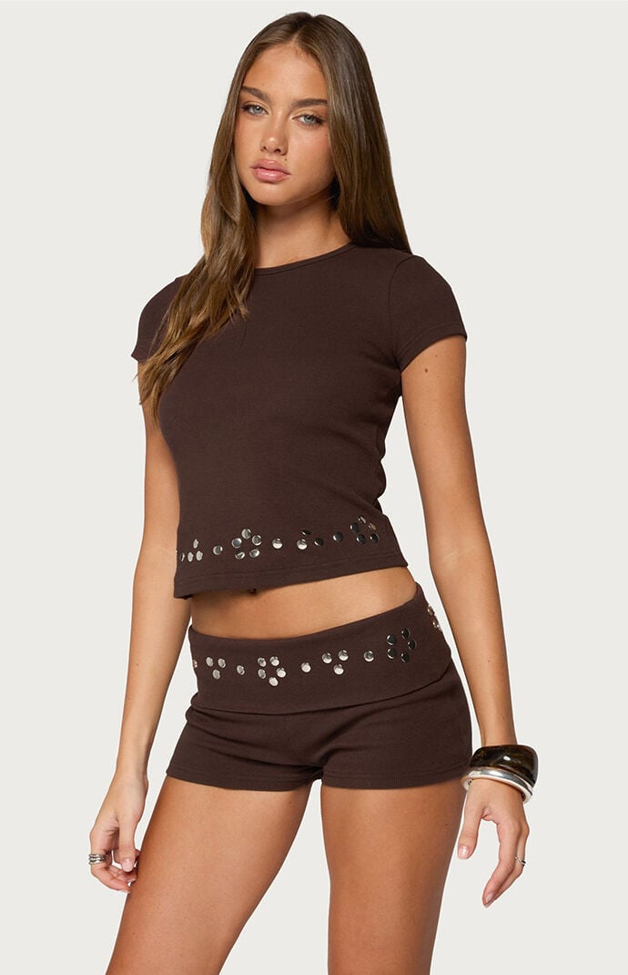 Edikted Fontey Studded Ribbed Top