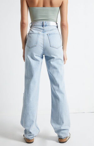 Light Blue Ripped '90s Boyfriend Jeans image number 4
