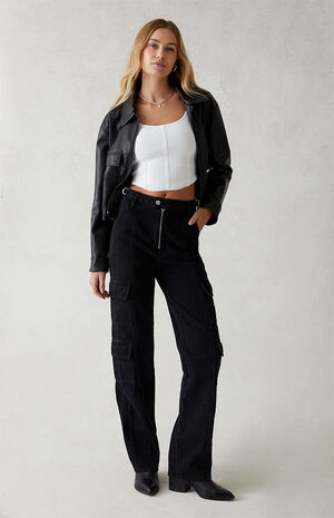Eco Black '90s Boyfriend Cargo Jeans image number 1