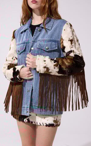 Lila Western Fringe Denim Jacket image number 1
