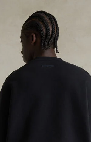 Jet Black '90s Fit Fleece Crew Neck Sweatshirt image number 5