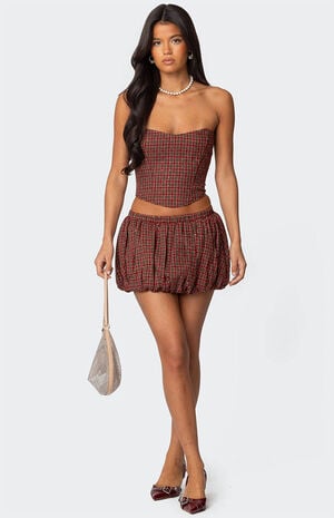 Marlene Plaid Bubble Mini Skirt Marlene Plaid Bubble Mini Skirt image number 1