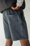 Black Vintage Wash Fleece Drawstring Volley Shorts Black Vintage Wash Fleece Drawstring Volley Shorts image number null