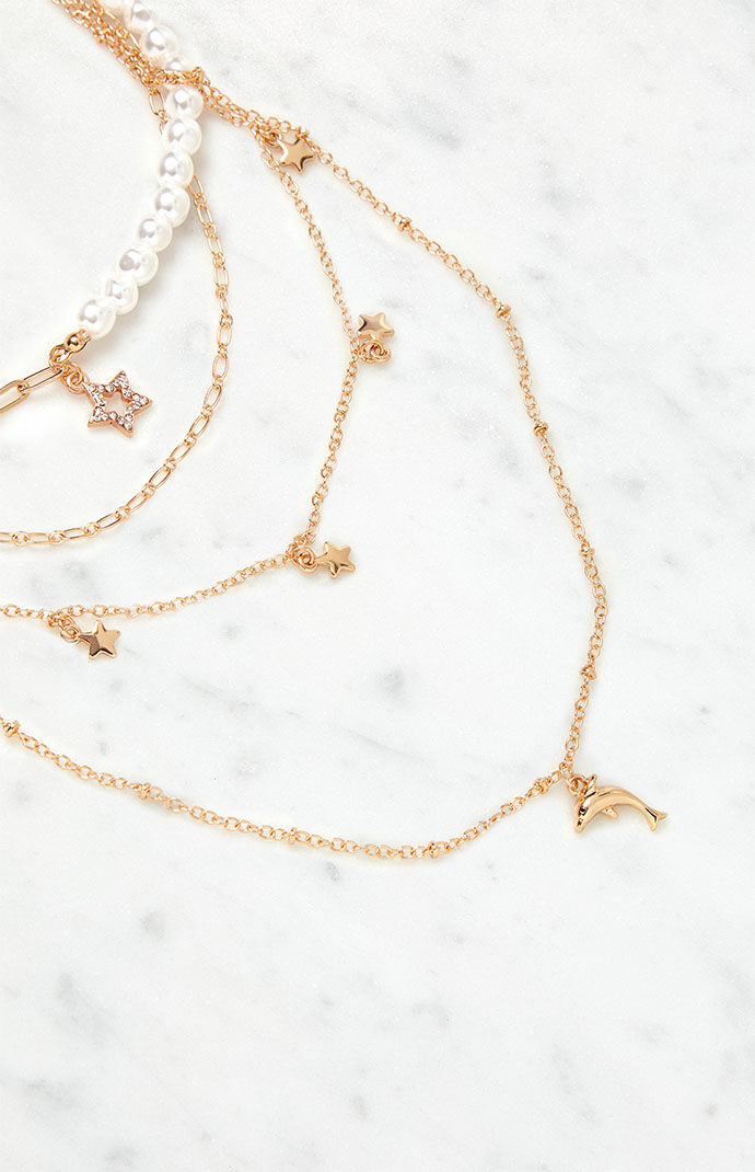 LA Hearts Pearly Marine Life Layered Necklace PacSun