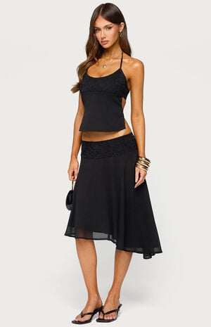 Evia Lace Asymmetric Midi Skirt image number 5