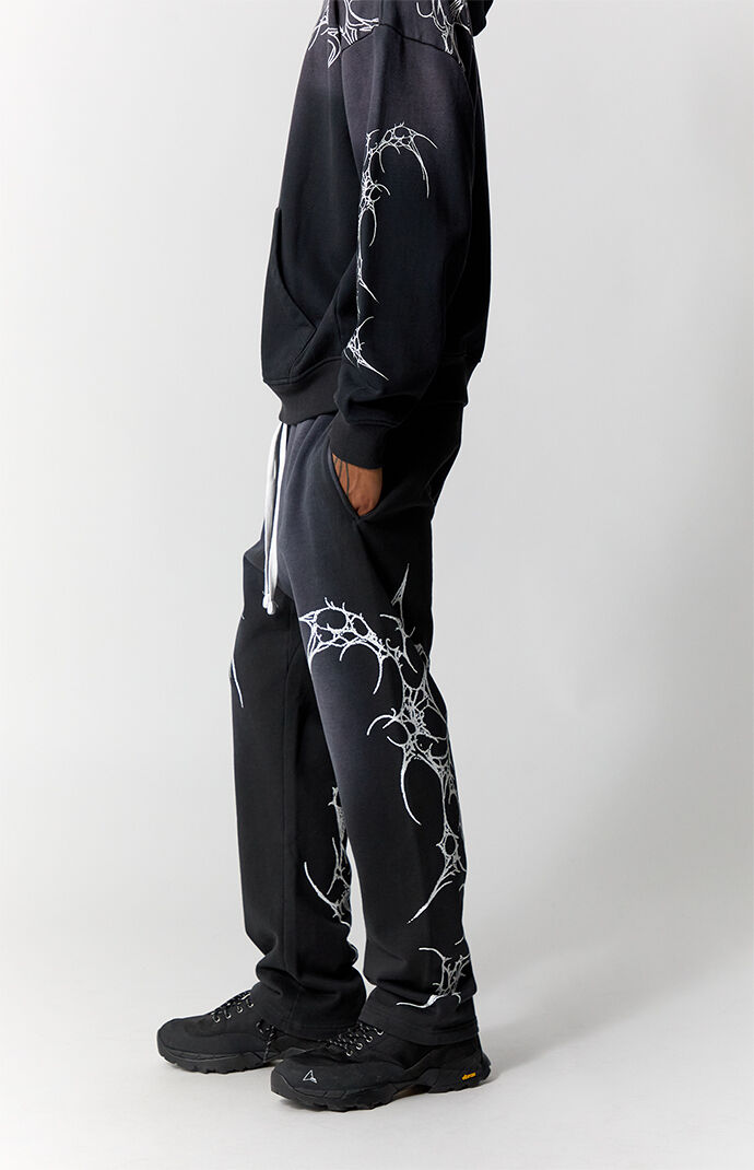 Pacsun Washed Black Graphic Fleece Straight Leg Sweatpants | Pacsun