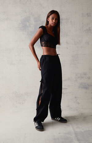 Black Tie Side Baggy Pants image number 1