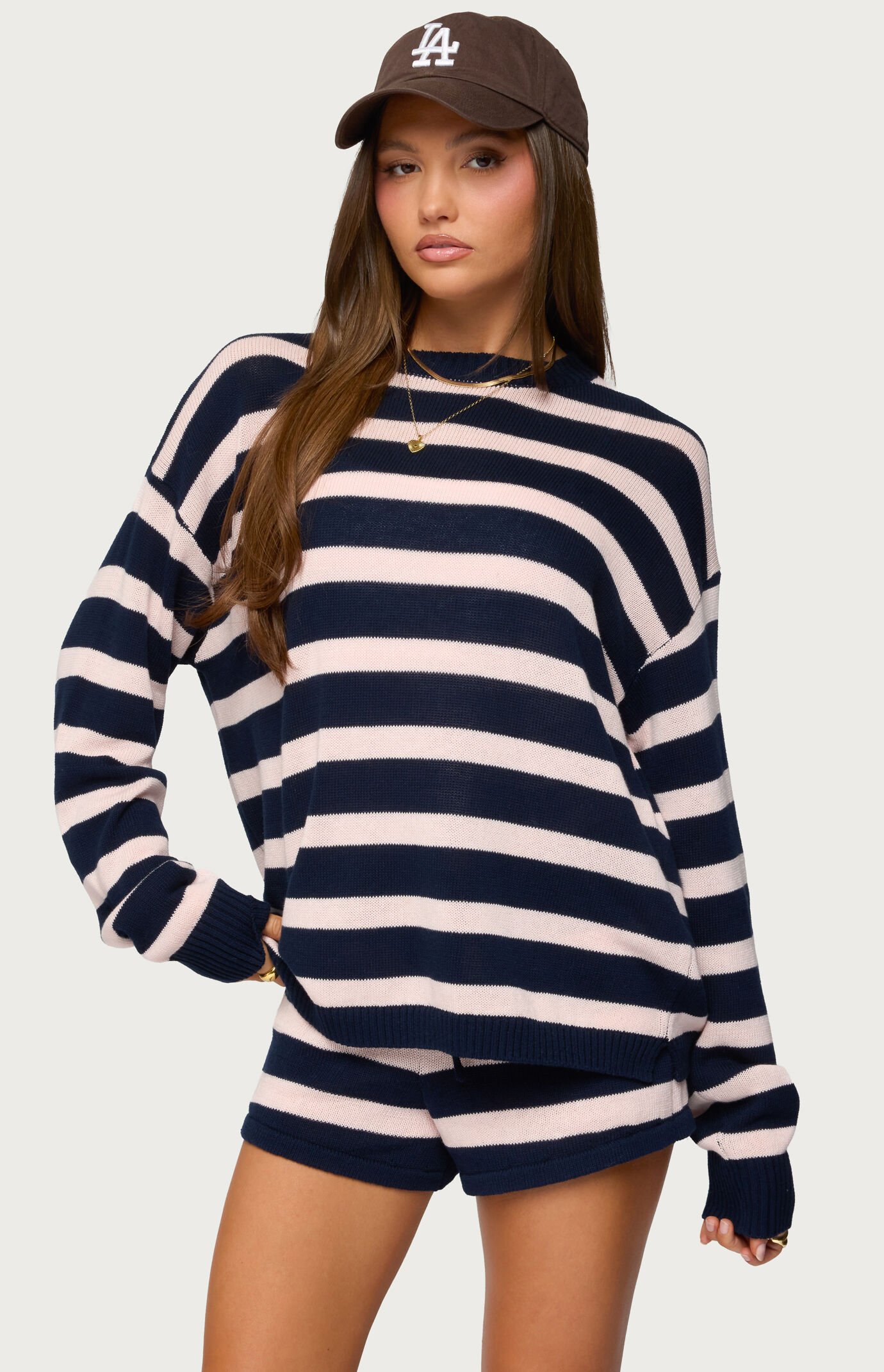 Edikted Amaris Oversized Striped Knit Sweater