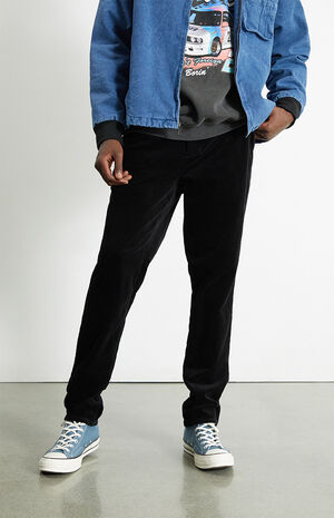 Black Corduroy Slim Chino Pants image number 2