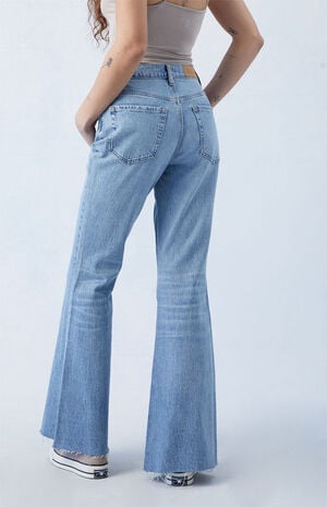 Eco Stretch Medium Indigo High Waisted Flare Jeans image number 4