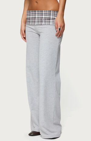 Kimmy Plaid Foldover Waist Pants image number 2