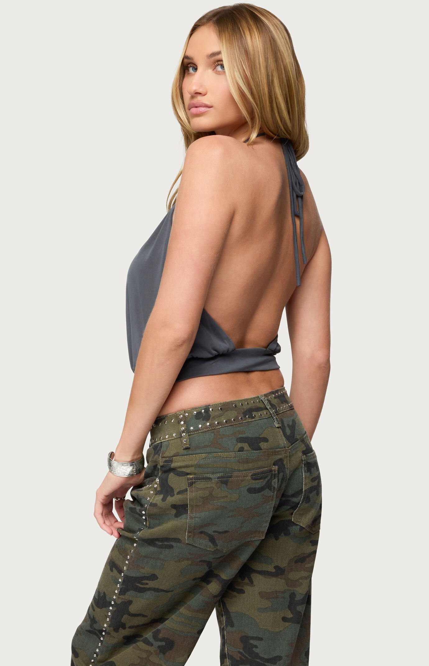 Edikted Kammy Draped Backless Halter Top