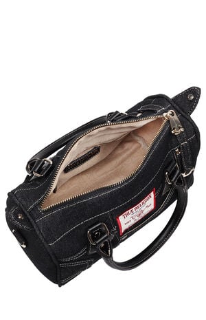 Black Denim Heritage Satchel Bag image number 7