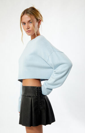 Washed Faux Leather Pleated Mini Skirt image number 3