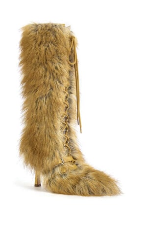 Lourdanne Tan Faux Fur Redfox Stiletto Boots image number 2