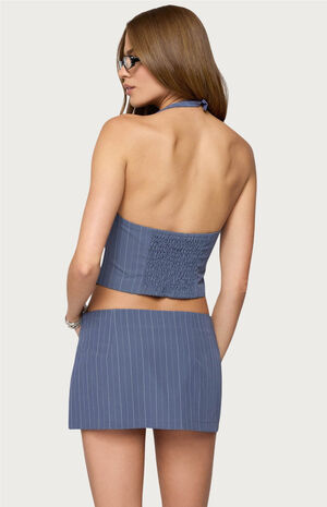 Frankey Pinstripe Button Up Halter Top image number 3