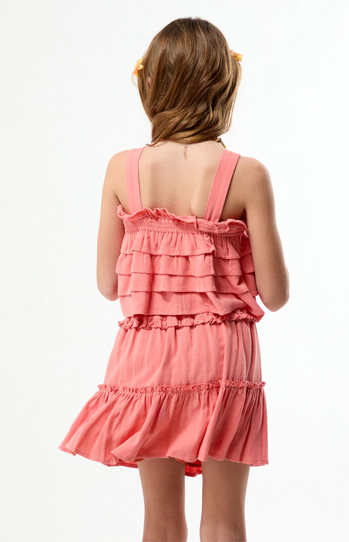 Pacsun Kids Coral Linen Ruffle Mini Skirt