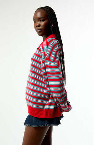 Striped Henley Polo Sweater image number 2