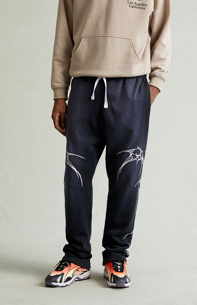 Pacsun Washed Black Graphic Fleece Straight Leg Sweatpants | PacSun