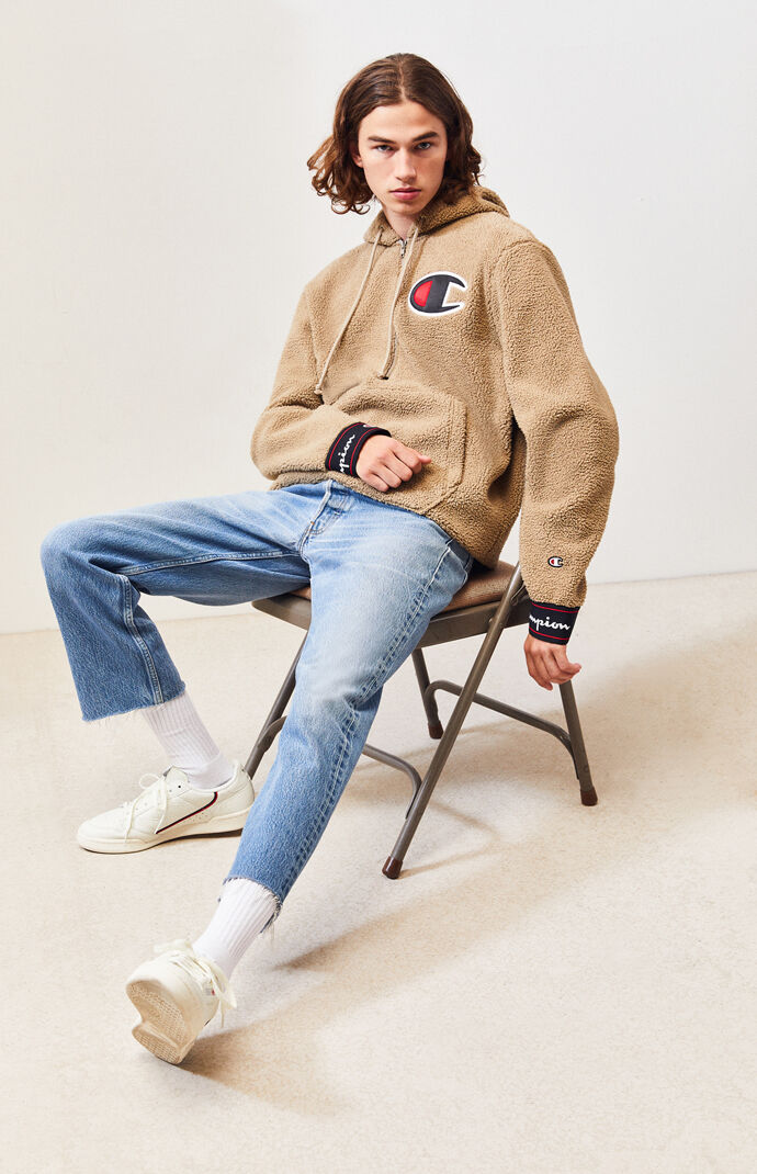 Champion Big C Sherpa Half Zipper Hoodie Pacsun