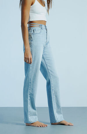 Light Blue Sparkle Dad Jeans image number 5