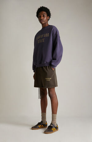 Brown Heavy Fleece Soccer Sweat Shorts image number 2