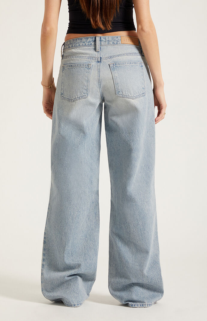 Pacsun Casey Low Rise Baggy Jeans Ripped Knee Light Blue