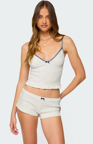 Avalon Dotted Pointelle Ruffle Tank Top image number 1