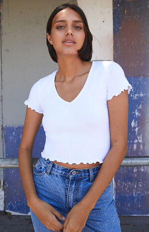 White Ruffle Top image number 1