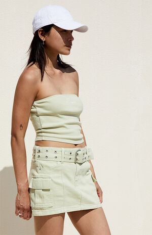 Green Cargo Denim Mini Skirt image number 2