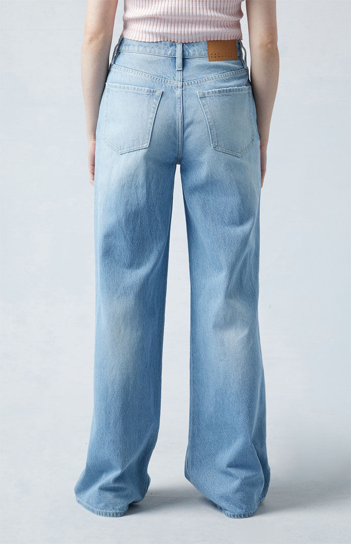 Pacsun Eco Light Indigo Ripped Mid Rise Baggy Jeans | PacSun