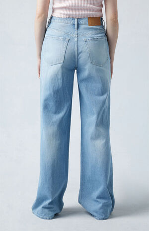 Mid Rise Baggy Jeans Ripped Light Indigo image number 4