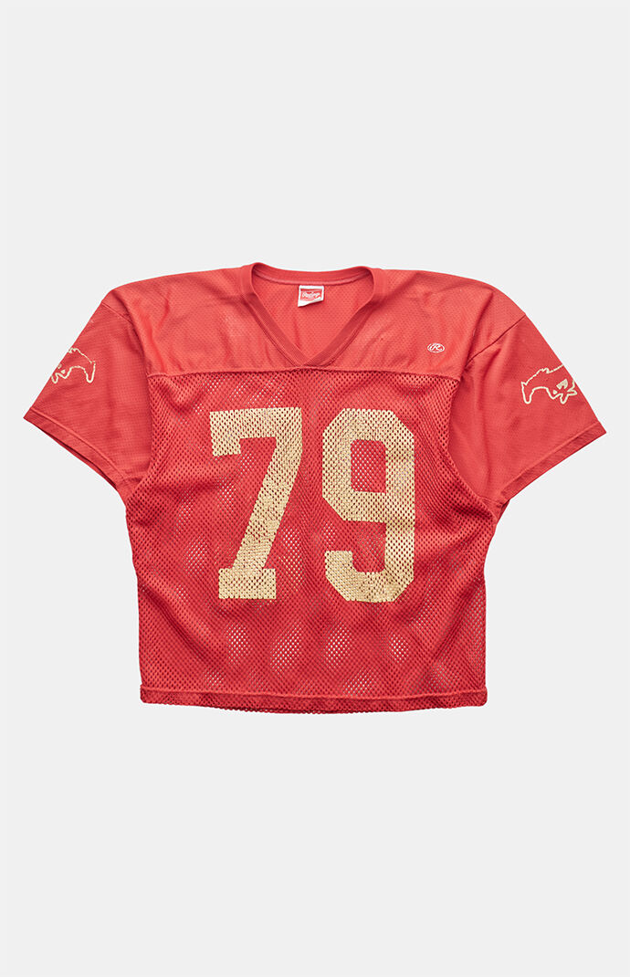 PS VINTAGE 2000s Mesh Jersey V-Neck Graphic Top