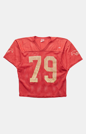 2000s Mesh Jersey V-Neck Graphic Top image number 1