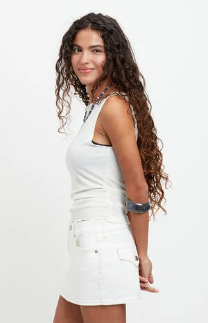 Piper Stretch White Jean Micro Mini Skirt image number 4