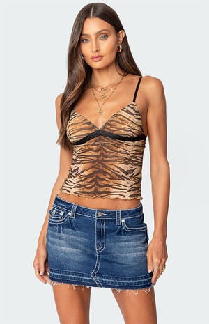 Tiger Printed Mesh Tank Top image number 1