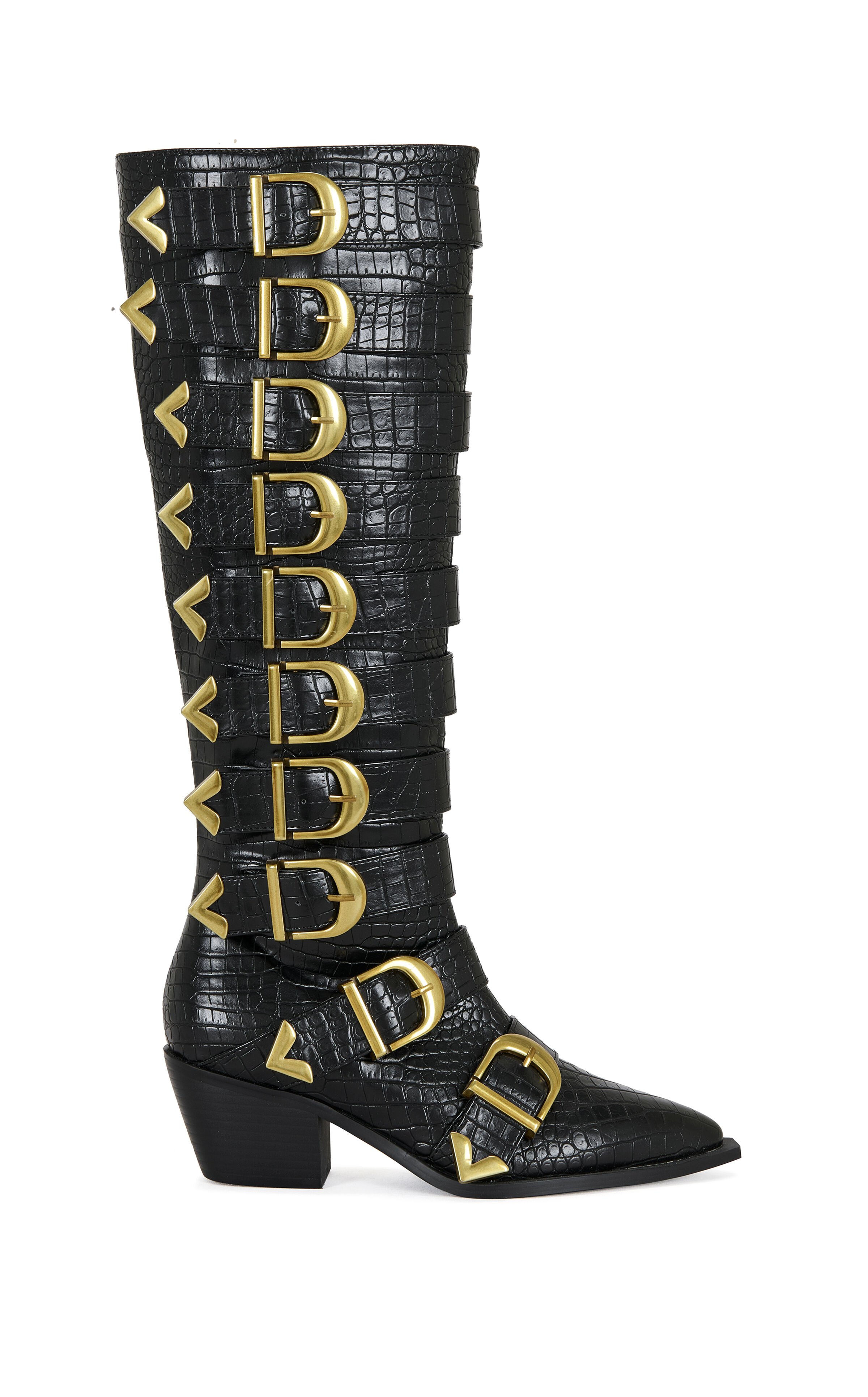 AZALEA WANG Women's Graziana Black Buckled Western Boots
