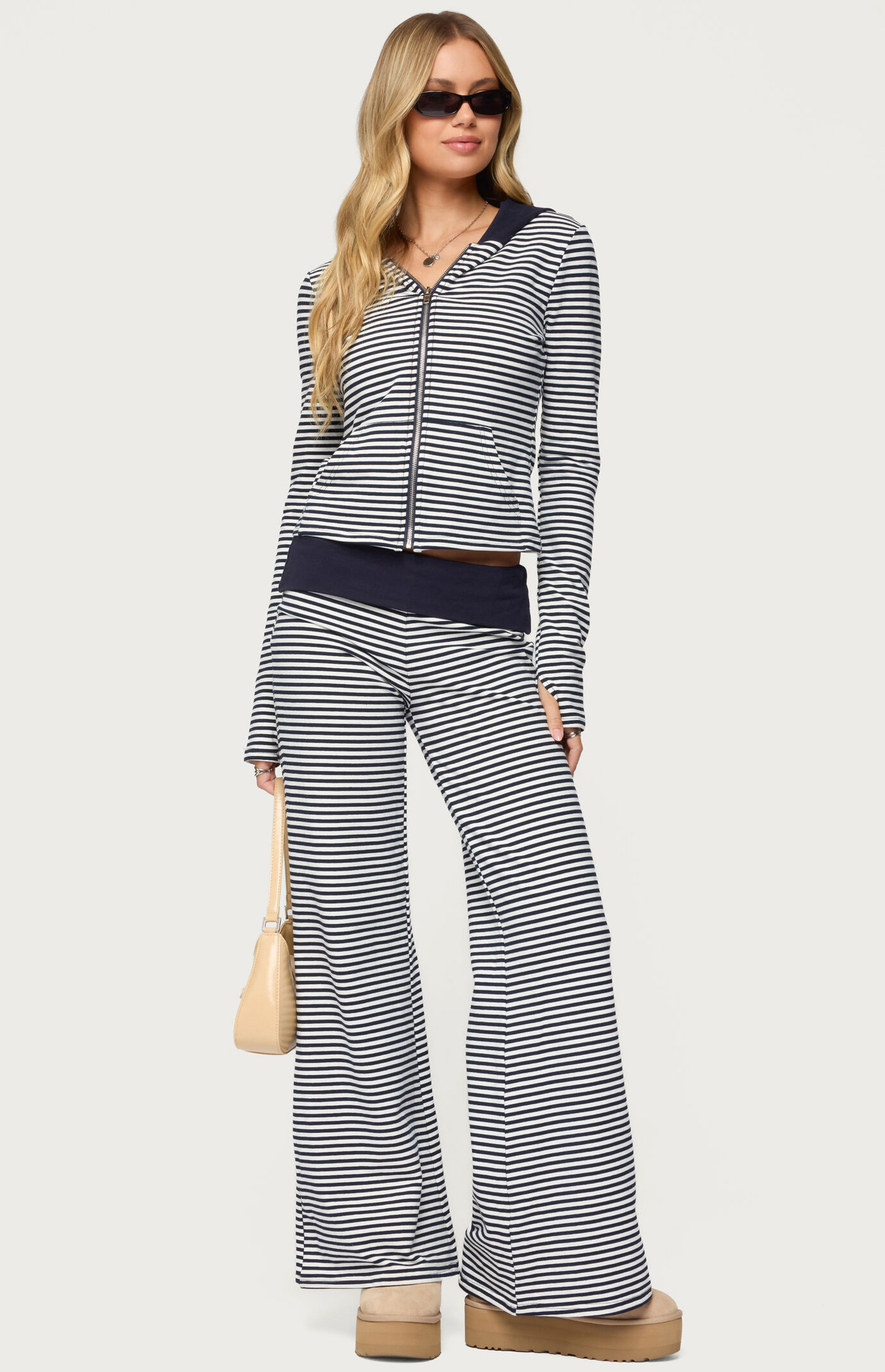 Edikted Meggy Striped Fold Over Pants | Pacsun