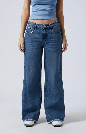 Lena Low Rise Super Baggy Jeans Dark Indigo image number 1