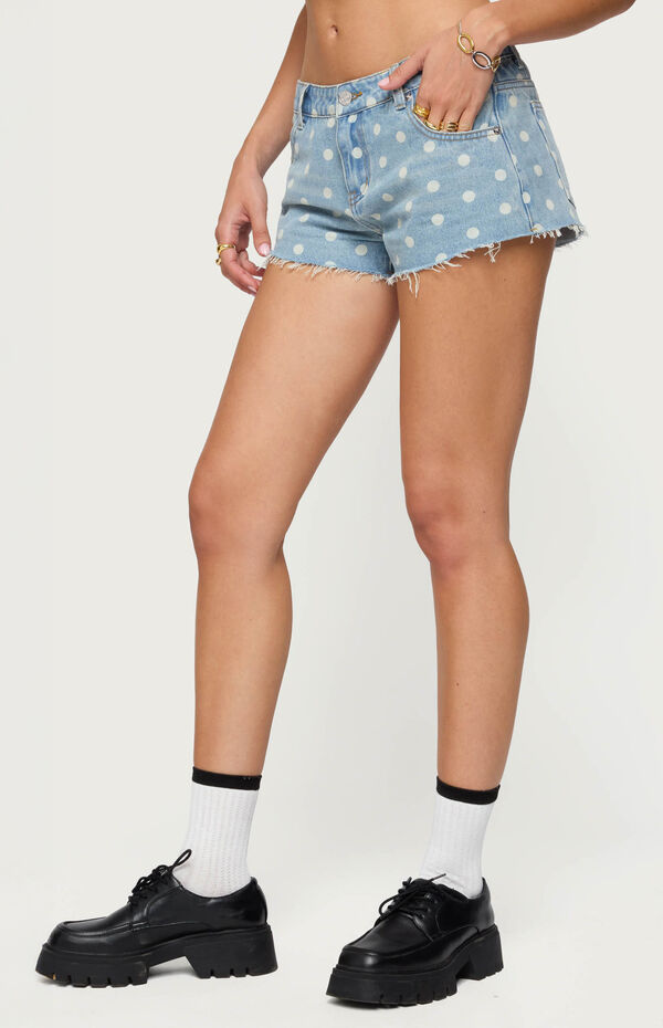 Edikted Josie Polka Dot Denim Shorts
