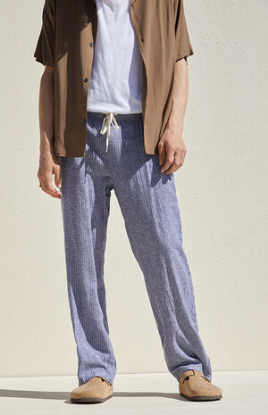 Blue Striped Linen Trousers image number 3