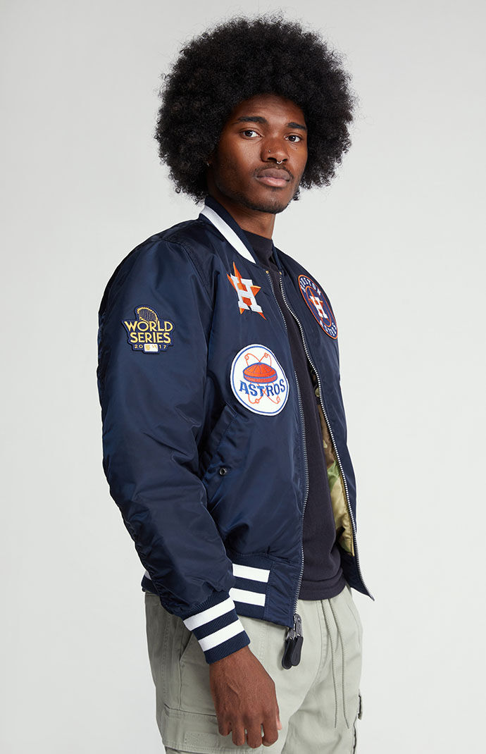 Women's astros bomber jacket discount