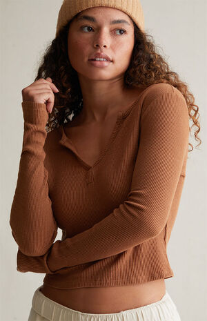 Sunday Notched Long Sleeve Top image number 2