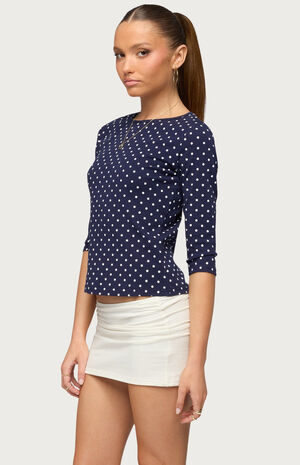 Lela Polka Dot Quarter Sleeve Top image number 2