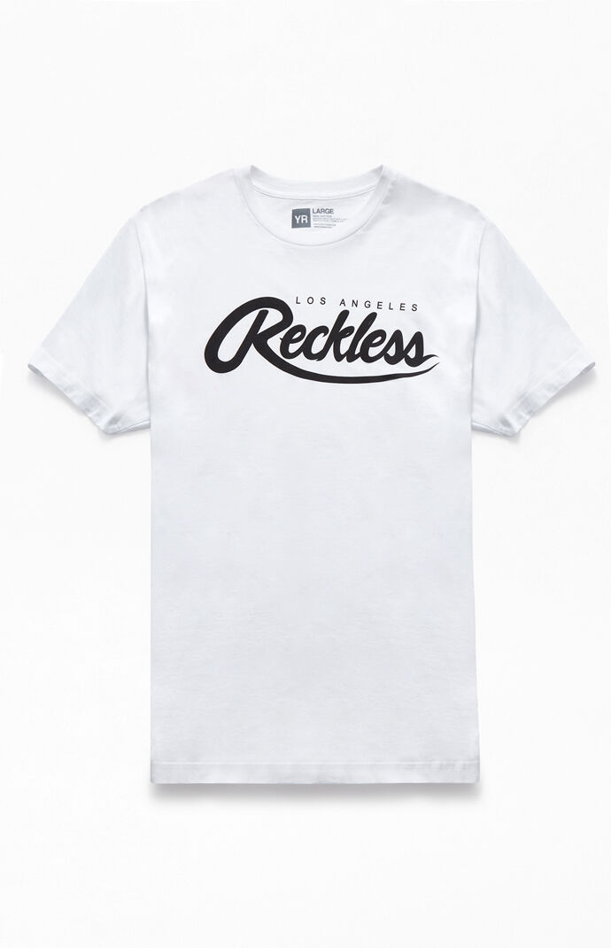 Young Reckless White Big R Script T Shirt Pacsun