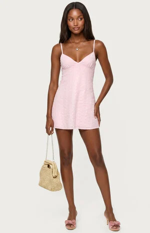 Iman Embroidered Cotton Cutout Mini Dress image number 5