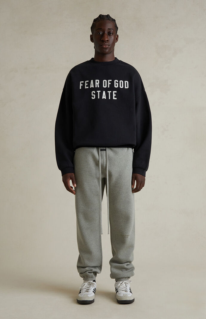 Fear of God ESSENTIALS Jet Black '90s Fit Fleece Crew Neck