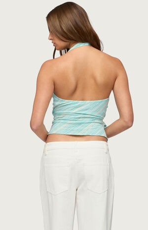 Aquarelle Striped Wrap Halter Top image number 3
