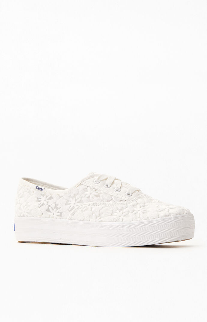 Women's Triple Embroidery Platform Sneakers