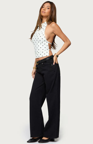 Raiya Polka Dot Backless Halter Top image number 4